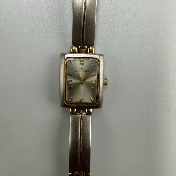 3/$30 Anne Klein Watch Women Silver Gold Matte Finish Rectangle Dial  7" - Picture 3 of 15